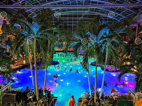 Therme Bucharest Palm Zone In The Night Editorial Photography Image