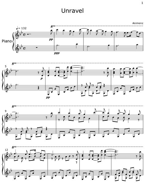 Unravel Sheet Music For Piano