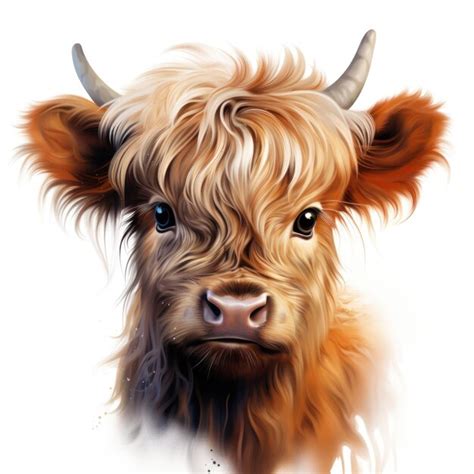 Premium Ai Image Adorable Baby Highland Cow Clipart On White