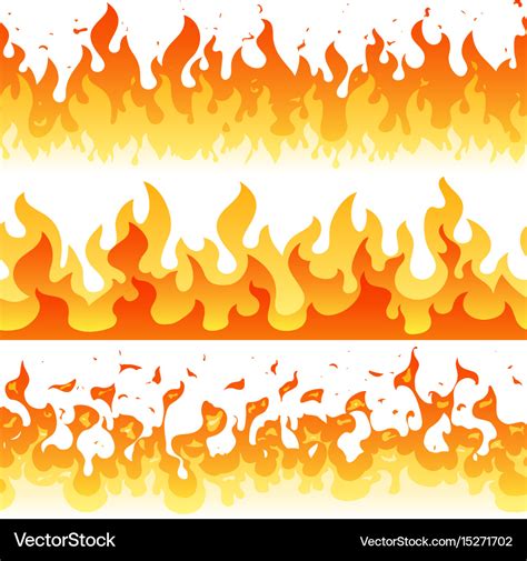 Cartoon fire flame seamless frame borders Vector Image