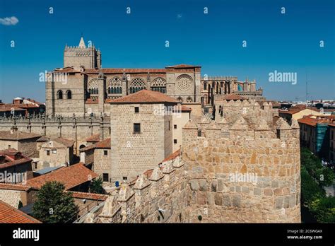 Avila, Castile and Leon, Spain. Medieval Avila Castle from inside Stock ...