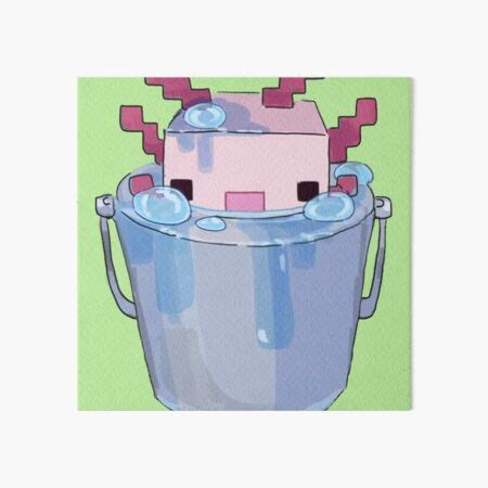 Cute Axolotl Bucket Minecraft Concept Art Art Board Print For Sale