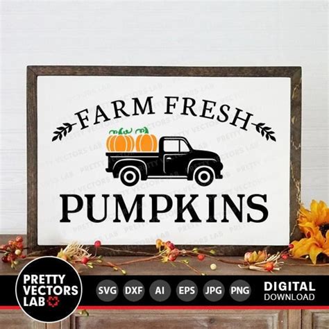 Farm Fresh Pumpkins Truck Svg Vintage Fall Truck Svg Dxf Eps Png