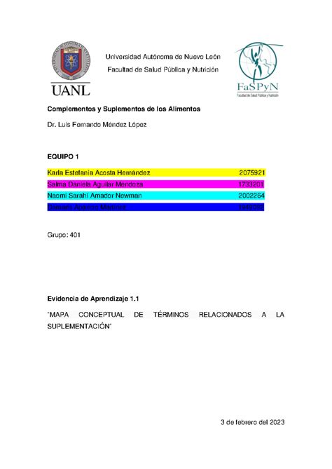 Evidencia de Aprendizaje 1 1 EQ Universidad Autónoma de Nuevo León