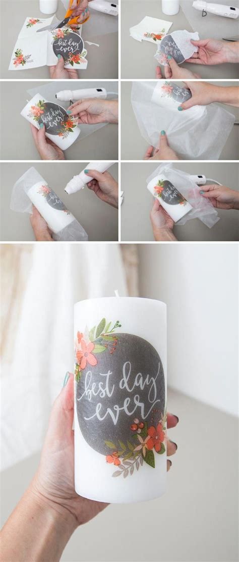 Learn How To Melt Napkin Designs Onto Plain Pillar Candles Such An