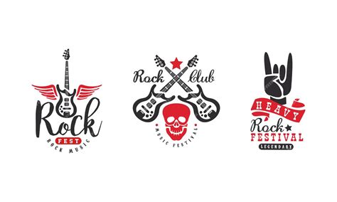 Premium Vector Rock Fest Music Festival Logo Templates Set Heavy Rock