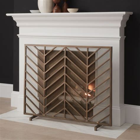 Chevron Brass Fireplace Screen Crate And Barrel