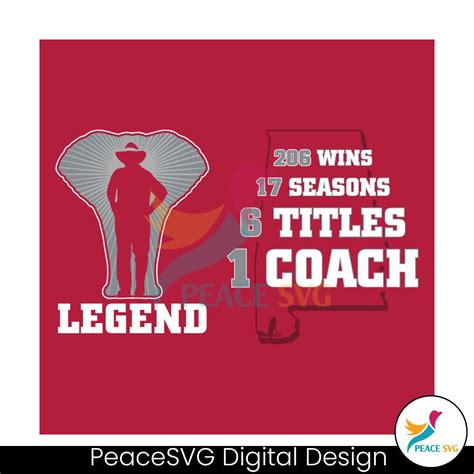 Legend Alabama Nick Saban Coach Svg Digital Download Peacesvg