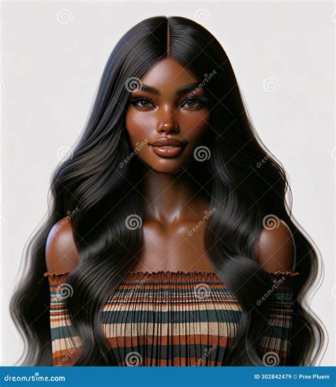 Ai Illustrations Portrait Of A Young African American Girl With Long