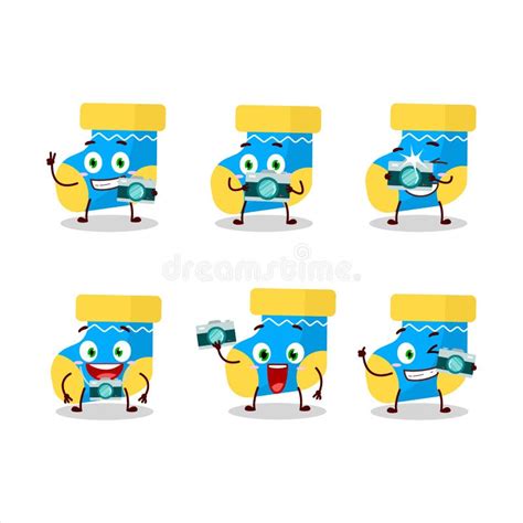 Photographer Profession Emoticon With Baby Blue Socks Cartoon Character