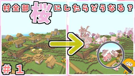 【桜の村】マイクラの村を桜バイオームみたいに全部桜にしたらどうなるか検証してみた！村の家を桜でおしゃれに建築したよ♪【マイクラ統合版120