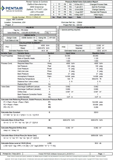 Relief Valve Sizing Spreadsheet For Valves Controls Anderson Greenwood Crosby Varec Prv 2 Size