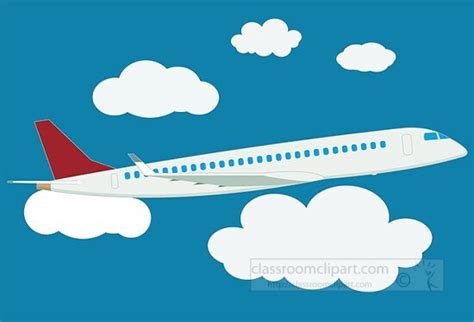 Aircraft Clipart Passenger Aeroplane In The Cloud Filled Sky Clipart