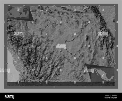 Zacatecas État du Mexique Carte d altitude à deux niveaux avec lacs