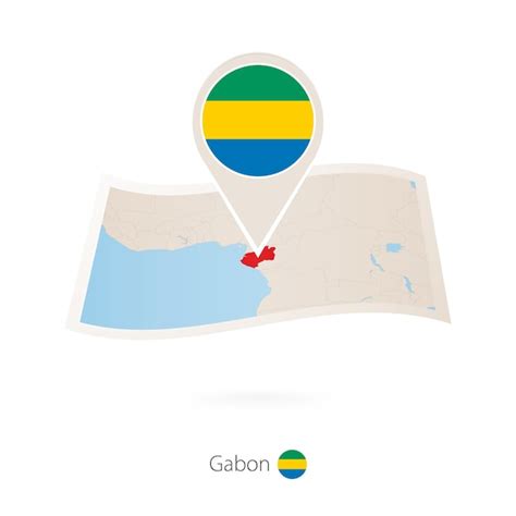 Premium Vector Folded Paper Map Of Gabon With Flag Pin Of Gabon