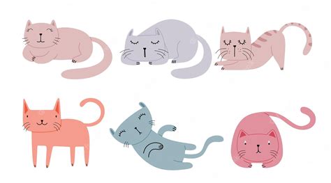 Premium Vector Set Of Different Cartoon Cats