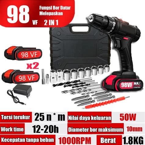 Jual Bor Baterai Vf Mesin Bor Cordless Drill Battery Bor Tanpa Kabel