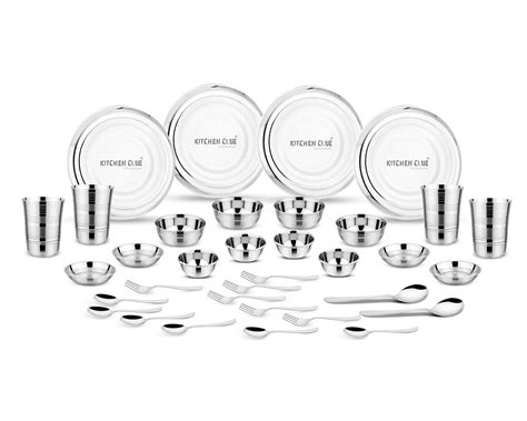 Kitchen Clue Highly Durable Stainless Steel Dinner Set Of 34 Pieces