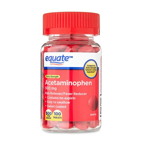 Equate Extra Strength Acetaminophen Red Sweet Coated Tablets 500 Mg 100 Count