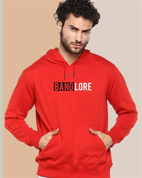 Buy Mens Red Bangalore Typography Hoodie Online At Bewakoof