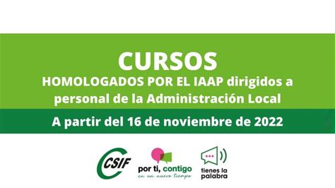 Csif Cursos Homologados Por El Iaap Para Personal De La