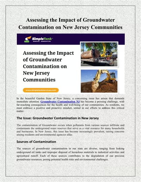 Ppt Assessing The Impact Of Groundwater Contamination On New Jersey