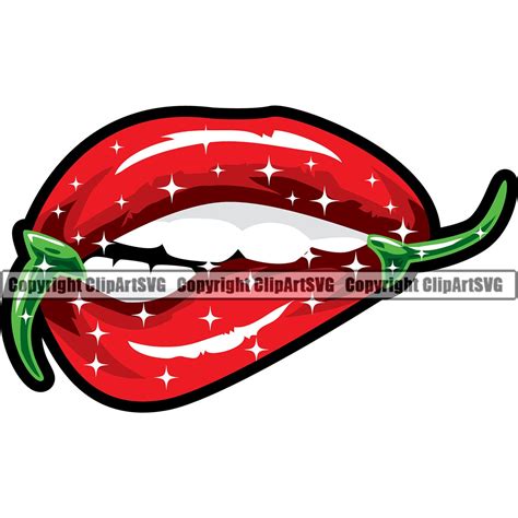 Lips Fire Flames Jalapeno Red Pepper Hot Teeth Mouth Female Etsy