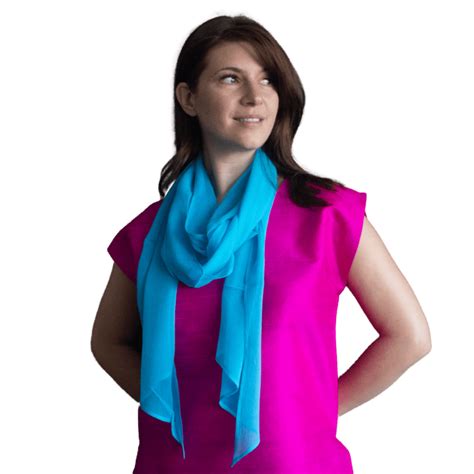 Turquoise Long Silk Chiffon Scarf