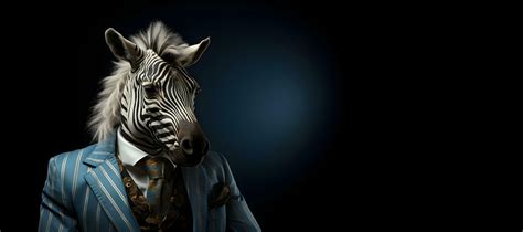 portrait of a zebra wearing a suit and tie, copy space. generative ai ...