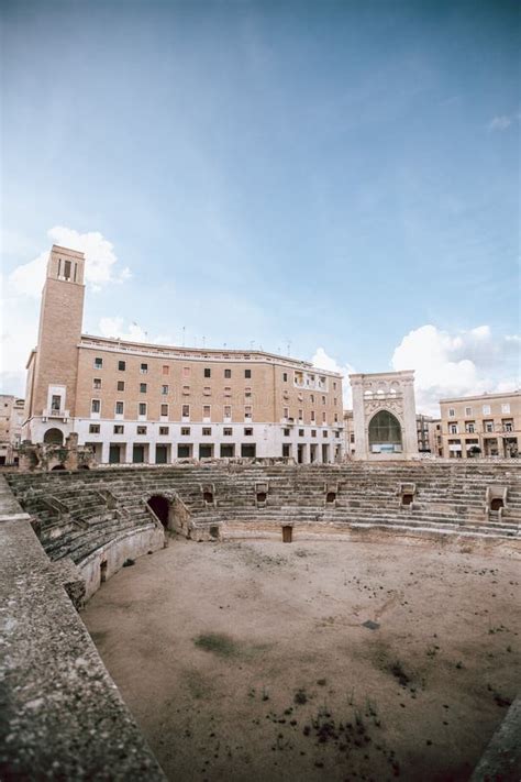 A Clear Blue Day At The Anfiteatro Romano Di Lecce Roman Amphitheater