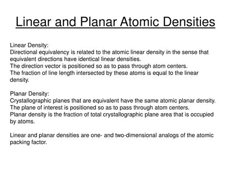 Ppt Linear And Planar Atomic Densities Powerpoint Presentation Id