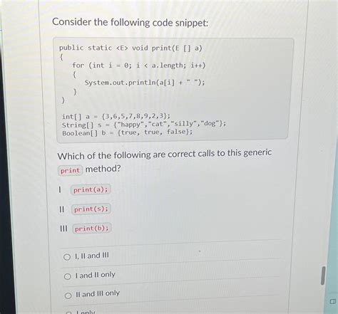 Solved Consider The Following Code Snippet Public Static Chegg