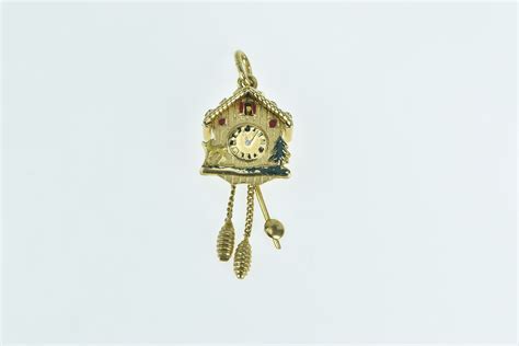 K D Articulated German Cuckoo Clock Charm Pendant Gem