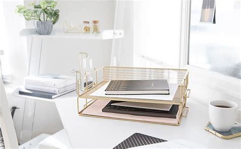 Amazon Blu Monaco Gold Desk Organizer Tray Tier Metal Mesh