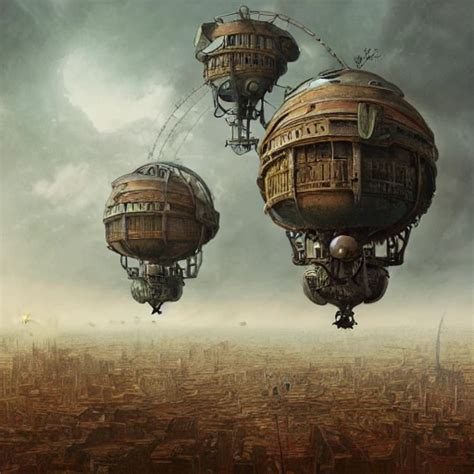 steampunk airships. war in the air, combining the art style of M ...