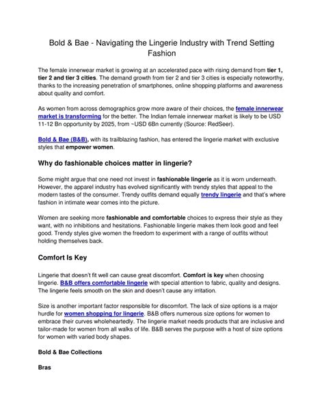 PPT Bold Bae Navigating The Lingerie Industry With Trendsetting Fashion PowerPoint