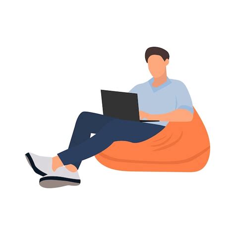 Premium Vector Man With Laptop Sitting On The Armchair Freelance