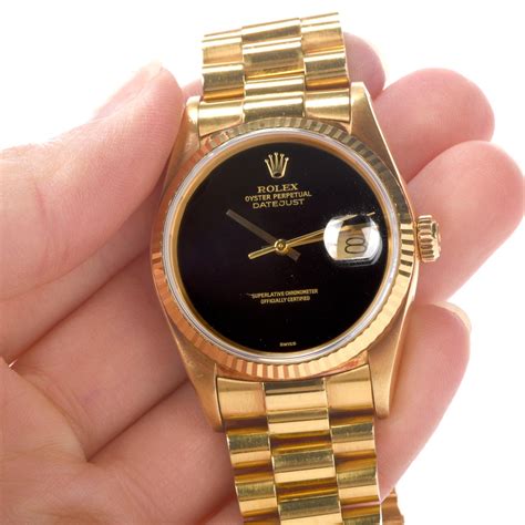 Rolex Onyx Dial Gents K Gold Datejust Watch Ref For Sale At