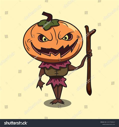 Halloween Event Spooky Pumpkin Cartoon Illustration Stock Vector