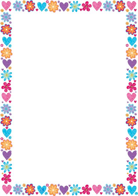 Cornicetta Fiori Cuori 16 Clip Art Borders Borders And Frames