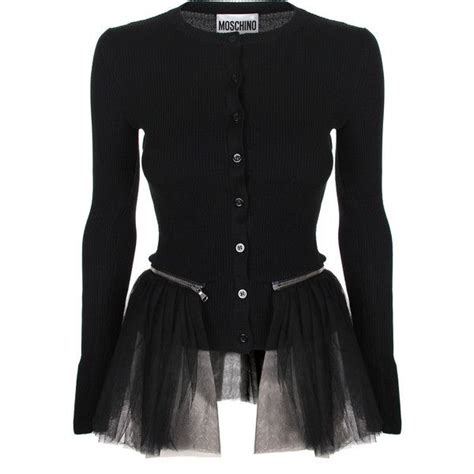 Moschino Ribbed Cardigan With Zip Off Tulle