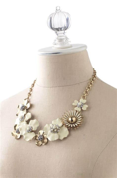 Hand Painted Enamel Flower Statement Necklace Dot Bloom Necklace