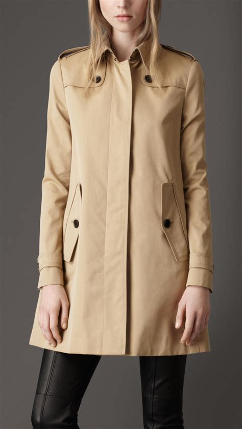 Burberry Cotton Gabardine A Line Coat In Natural Lyst