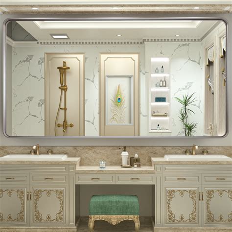 Keonjinn 72 X 36 Inch Brushed Nickel Vanity Mirror Wall Mirror For