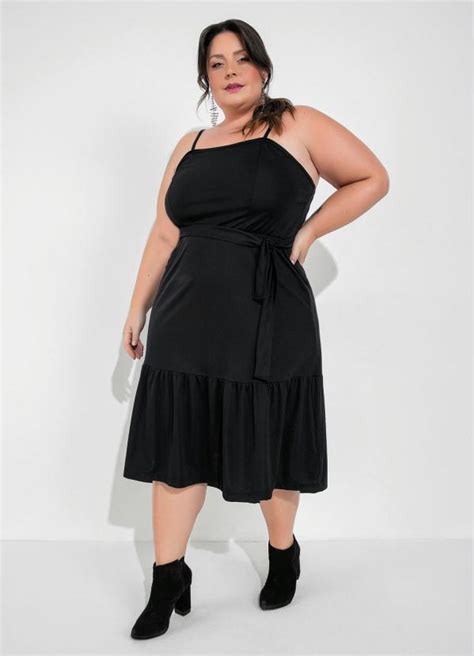 Vestido Preto El Stico Nas Costas Plus Size Marguerite