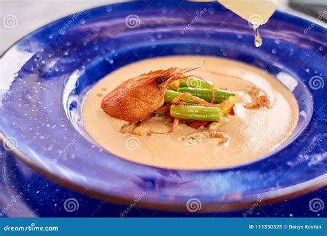 Vegetable Cream Soup with Crayfish. Stock Image - Image of bowl, dinner ...