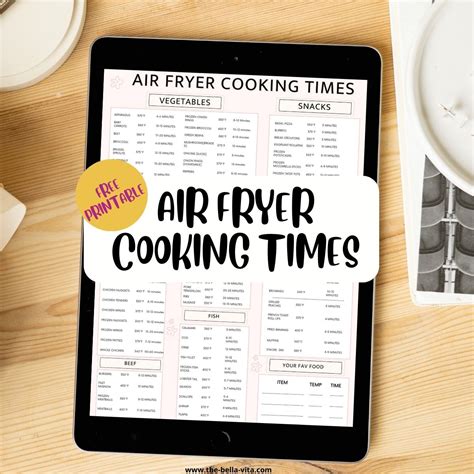 The Complete Air Fryer Cooking Times Chart Free Printable