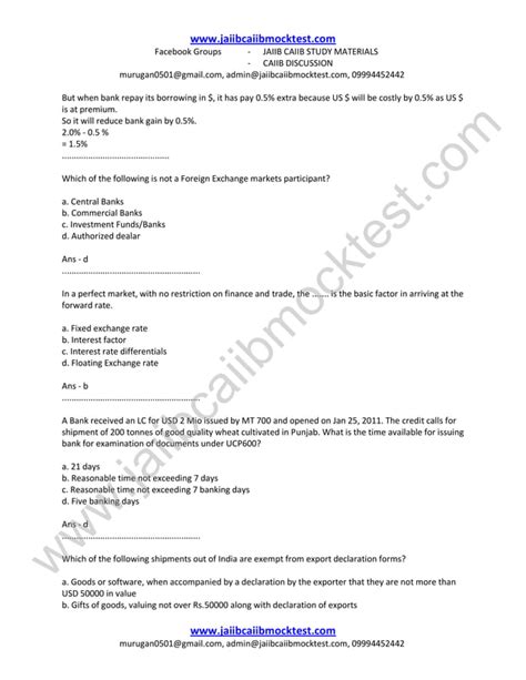 Caiib Bfm Sample Questions By Murugan For Nov Exams Pdf