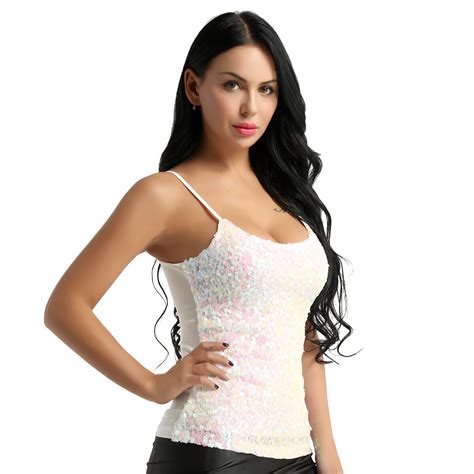 Sexy Women S Glittery Sequins Tank Top Vest Blouse Sleeveless Crop Tops