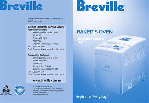 Breville Bakers Oven Bbm300 Instructions And Recipes